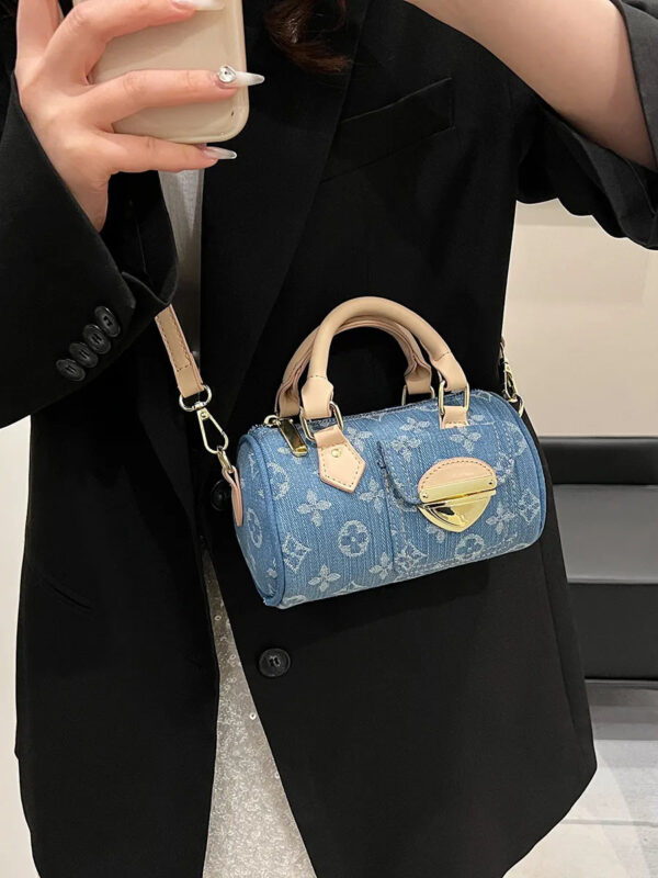 Mini Denim Boston Bag