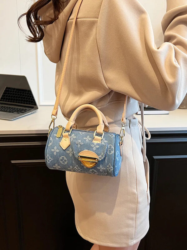Mini Denim Boston Bag