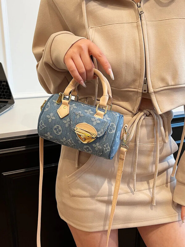 Mini Denim Boston Bag