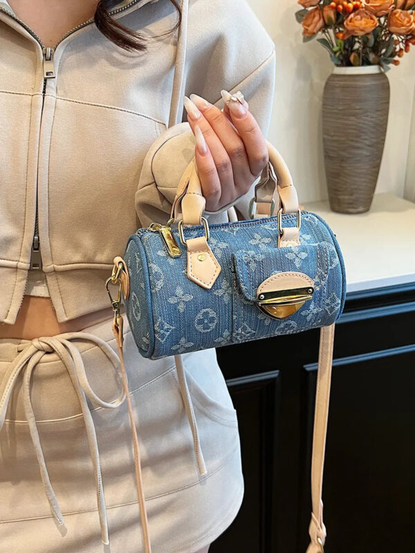 Mini Denim Boston Bag