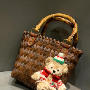 Lumobag New Rattan tote handbag bamboo joint straw weaving bag pure handmade bamboo weaving tote bag retro beach bag