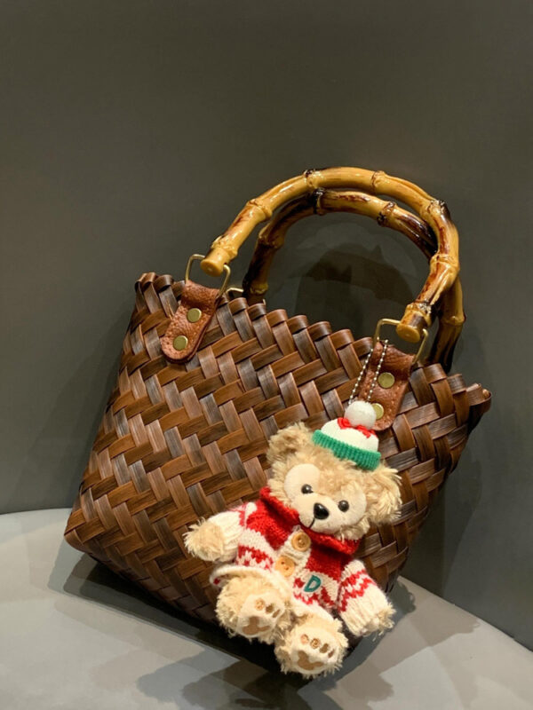 Lumobag New Rattan tote handbag bamboo joint straw weaving bag pure handmade bamboo weaving tote bag retro beach bag