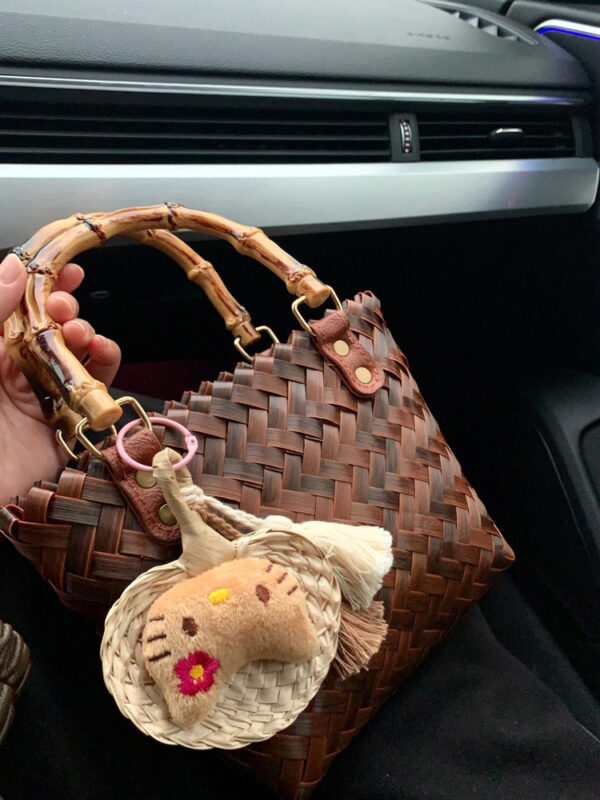 Lumobag New Rattan tote handbag bamboo joint straw weaving bag pure handmade bamboo weaving tote bag retro beach bag - Image 2