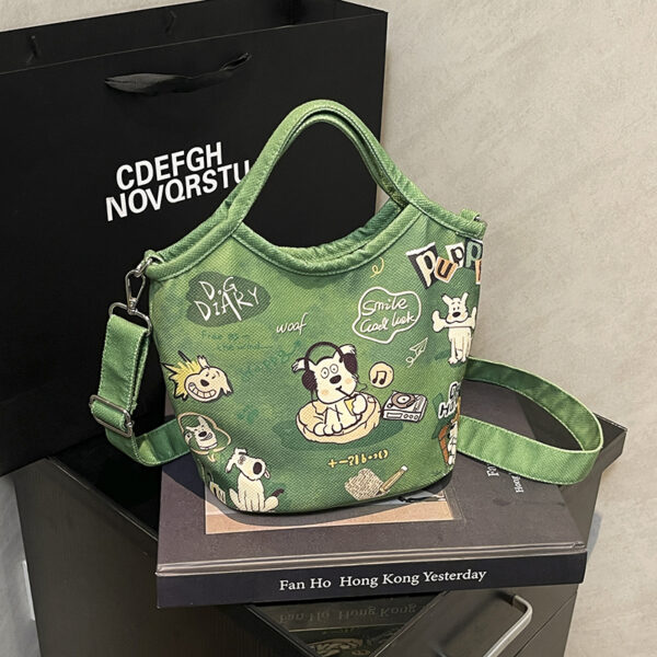 Lumobag Hello Kitty illustration bag, cute cartoon puppy handle bucket bag, casual and versatile single shoulder crossbody bag - Image 4